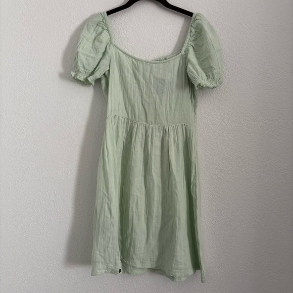NWT Roxy Women's Size Small Green Hello Mini Again Puff Sleeve Dress - Picture 6 of 6